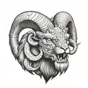 ram head in the lions opened mouth tattoo design idea