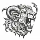 ram head in the lions opened mouth tattoo design idea