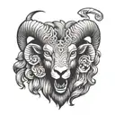 ram head in the lions opened mouth tattoo design idea