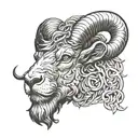 ram in the lions head tattoo design idea