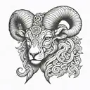 ram in the lions head tattoo design idea