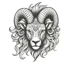 ram in the lions head tattoo design idea
