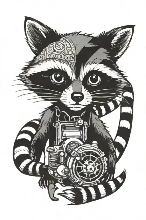 racoon and turbo tattoo design idea