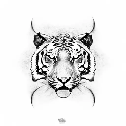 A tattoo of a roaring tiger surrounded by electric guitar strings tattoo design idea