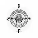 an elephant with a crown on its head and a compass image above it in the form of a symbol tattoo design idea