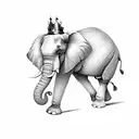 an elephant with a crown on its head and a compass image above it in the form of a symbol tattoo design idea