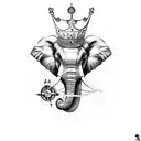 an elephant with a crown on its head and a compass image above it in the form of a symbol tattoo design idea