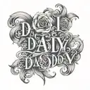 write the words "Maddy" and "daddy" together with the numbers "75" and "03"  tattoo design idea