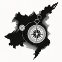 compass with mountains tattoo design idea