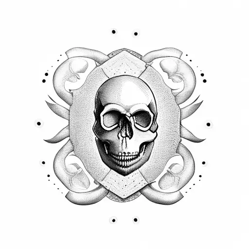 Skull poppy flower hourglass puppet tattoo design idea