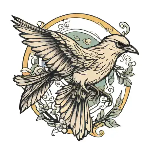 Flying Mockingbird tattoo design idea