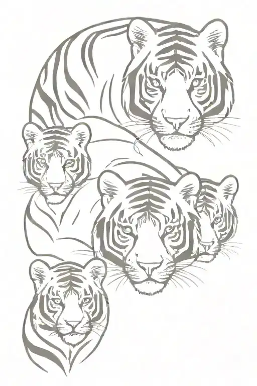 tigress and three cubs tattoo design idea