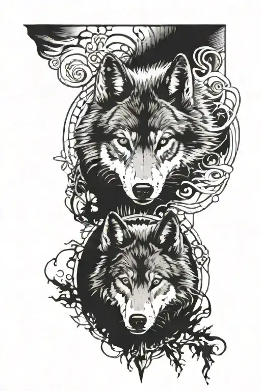 wolf stalking prey tattoo design idea