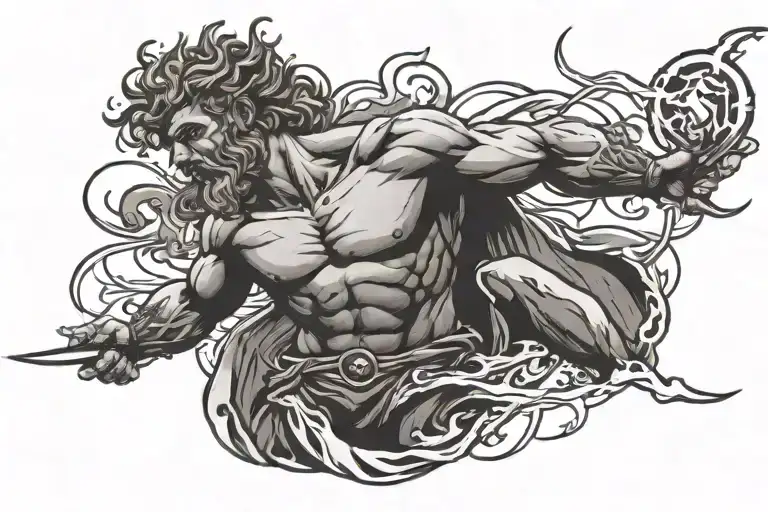 zeus throwing a lightning bolt sideways   tattoo design idea