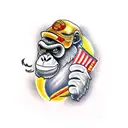 angry gorilla face smoking cigar tattoo design idea