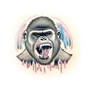 angry gorilla face smoking cigar tattoo design idea