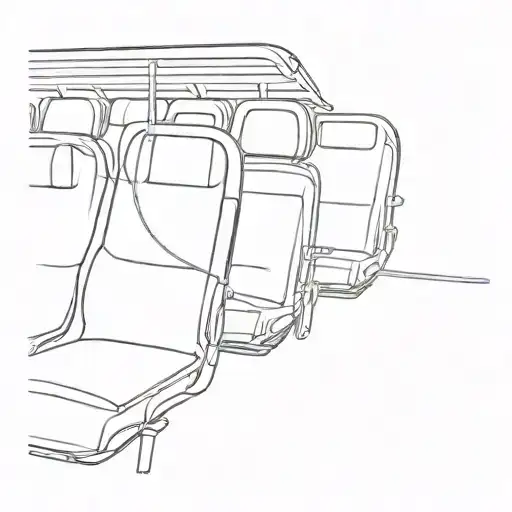 headphone wires stretched across bus seats  tattoo design idea