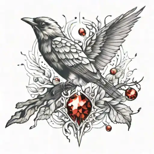 Bird cross blood crystals light  tattoo design idea