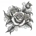 A unique tattoo design combining vampire teeth and roses, with a subtle nod to music, to represent the client's love for all three elements tattoo design idea