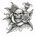 A unique tattoo design combining vampire teeth and roses, with a subtle nod to music, to represent the client's love for all three elements tattoo design idea
