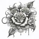 A unique tattoo design combining vampire teeth and roses, with a subtle nod to music, to represent the client's love for all three elements tattoo design idea