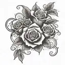 A unique tattoo design combining vampire teeth and roses, with a subtle nod to music, to represent the client's love for all three elements tattoo design idea