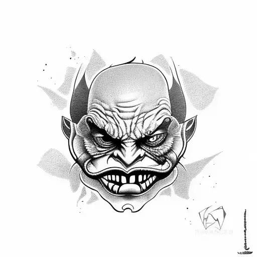 hear no evil see no evil fear no evil with joker faces tattoo design idea