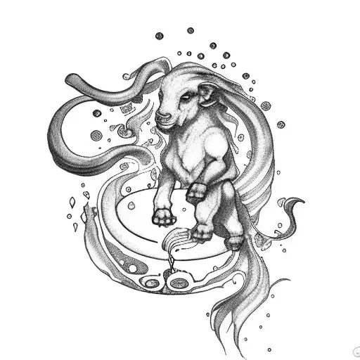 Aquarius sign pouring water on Aries sign tattoo design idea