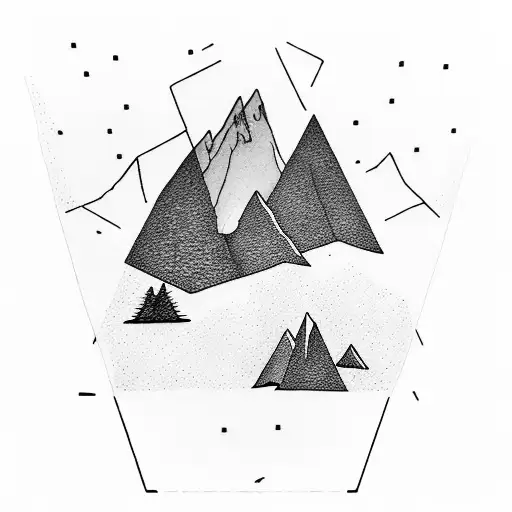 Mountain with shelter tent and trees tattoo design idea