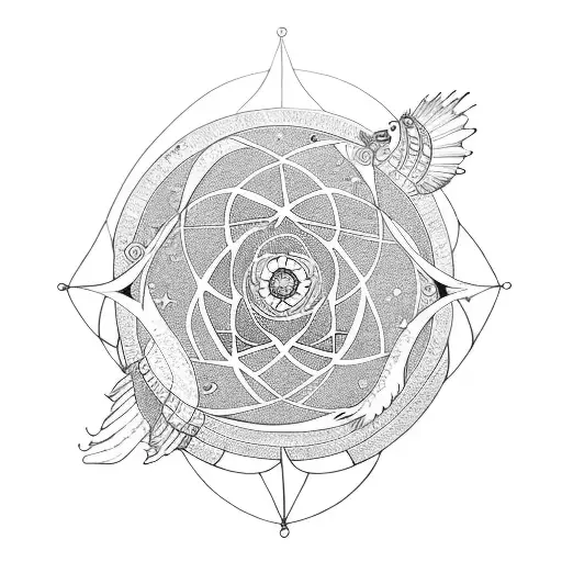 pisces children dreamcatcher yin Yang love baby water lily tattoo design idea