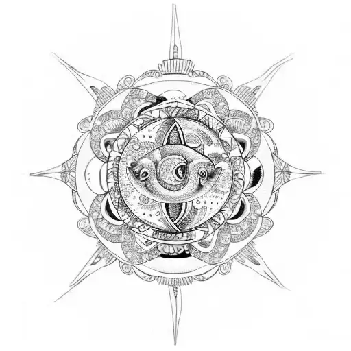 pisces children dreamcatcher yin Yang love baby water lily mandala koi tattoo design idea