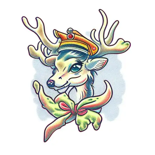 noodle deer tattoo design idea