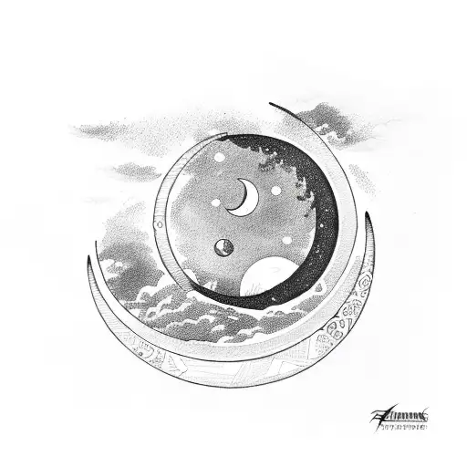 Aquarius crescent moon tattoo design idea