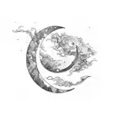 Aquarius crescent moon tattoo design idea