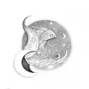 Aquarius crescent moon tattoo design idea