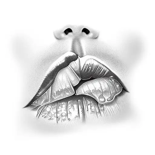 lips kissing the sky tattoo design idea