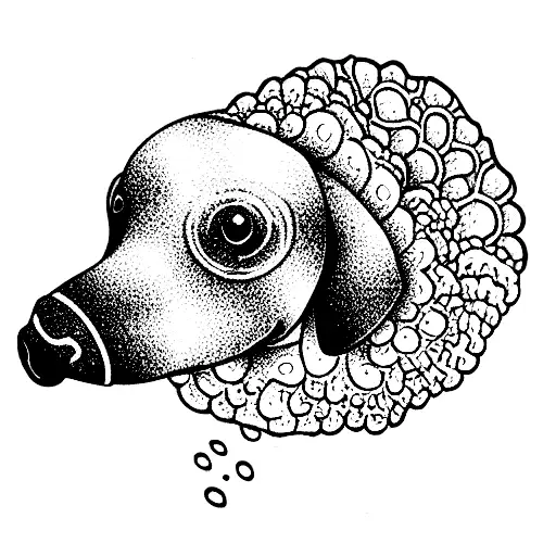 Cockapoo Scuba Diving in Coral tattoo design idea