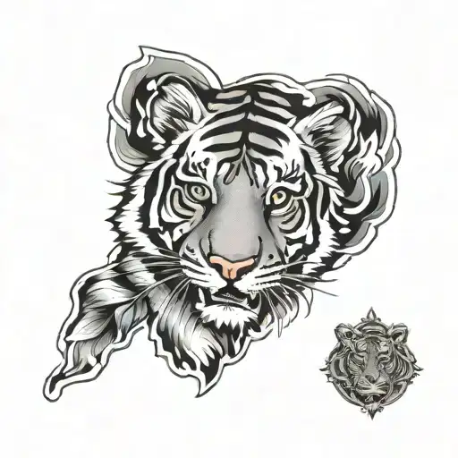 kids finger prints tiger tattoo design idea