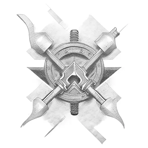 wrenches piston tattoo design idea