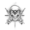 wrenches piston skull tattoo design idea