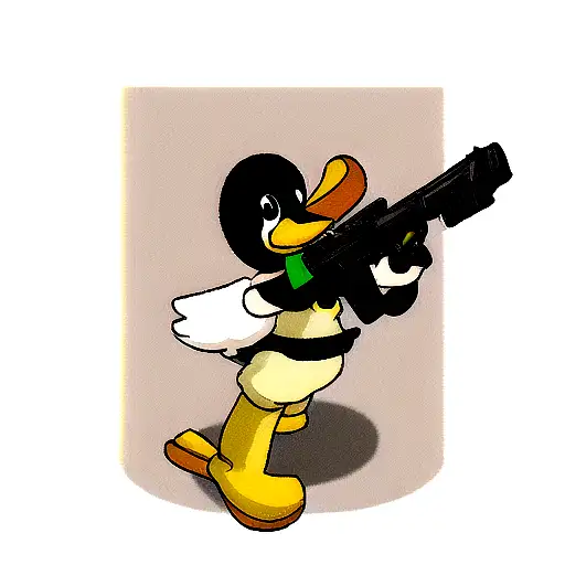 duck with guns tattoo design idea