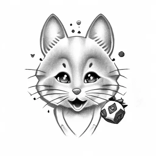 hello kitty eating cherries tattoo design idea