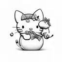 hello kitty eating cherries tattoo design idea