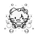 hello kitty eating cherries tattoo design idea