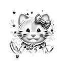 hello kitty eating cherries tattoo design idea