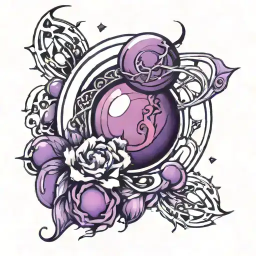 purple planet tattoo design idea