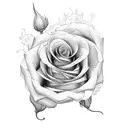 rosa con brujula y cara tattoo design idea