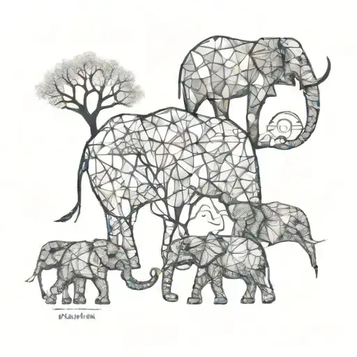 family tree and elephants  tattoo design idea