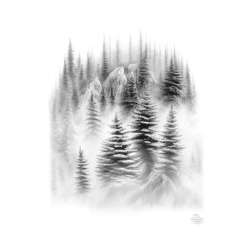 Misty Forest tattoo design idea