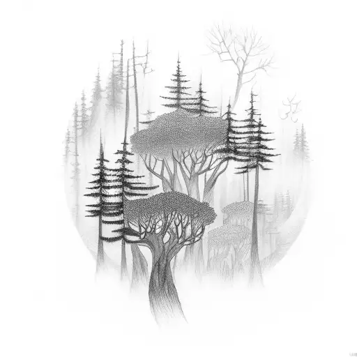 Misty Forest tattoo design idea